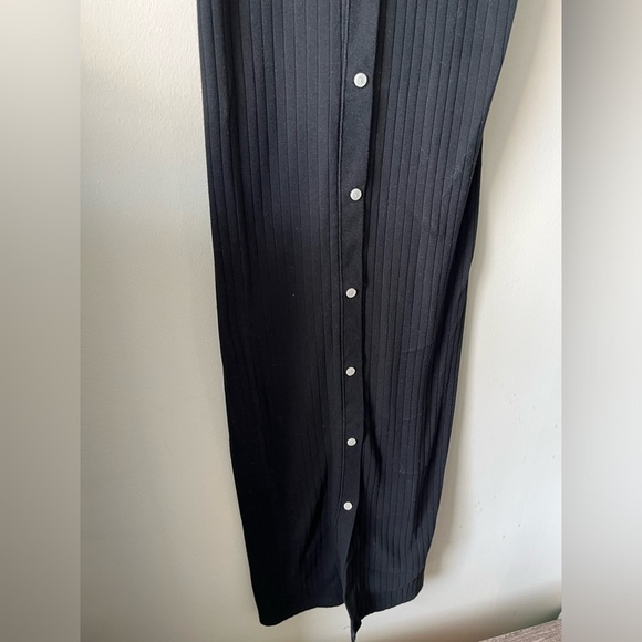 Aerie Black Ribbed fitted Midi Dress XXS - Picture 3 of 9